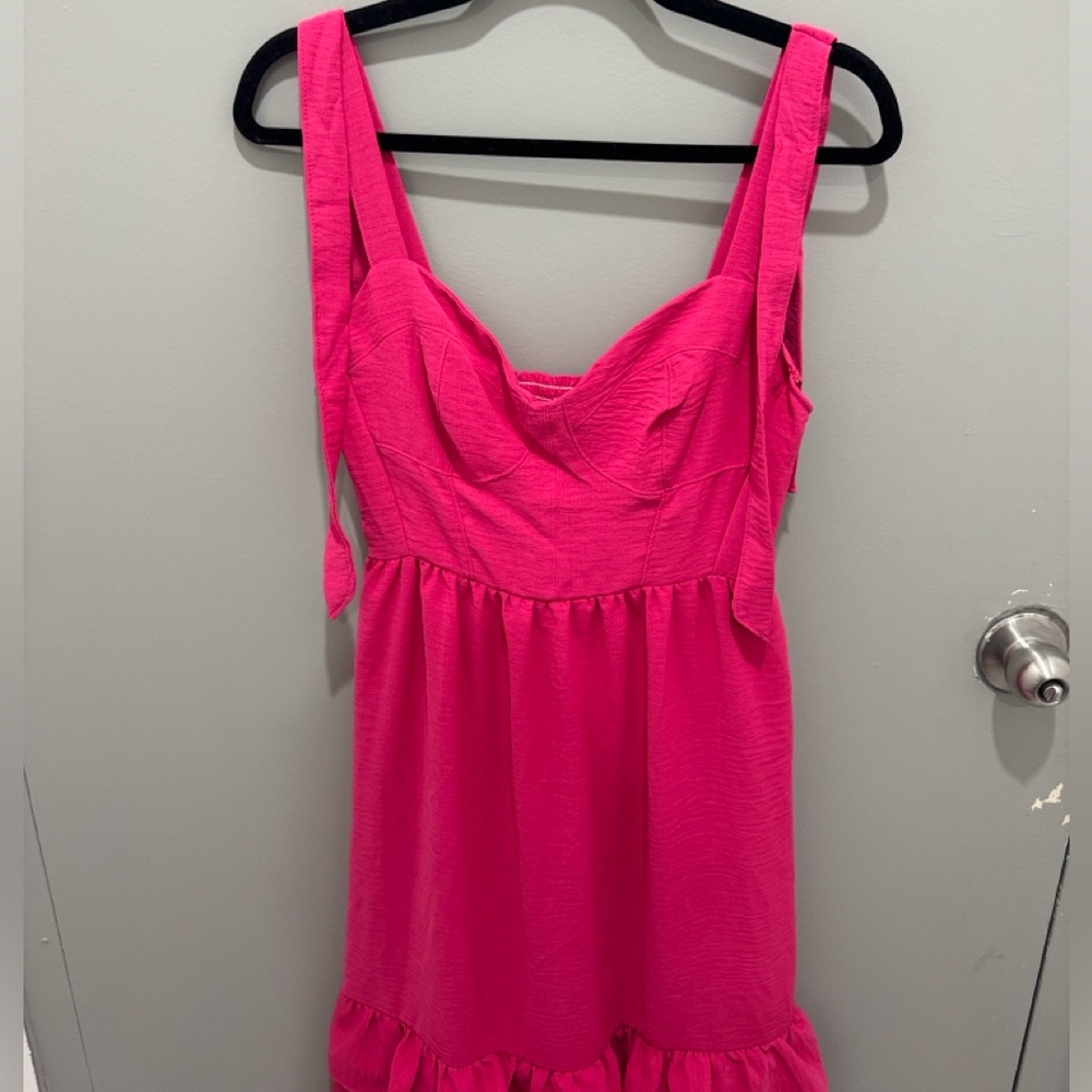 Bright Pink Ruffle Hem Sundress - Picture 7 of 8